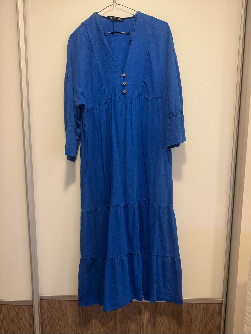 Zara Royal Blue V-Neck Tiered Maxi Dress